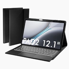 Keyboard Case Touch for OnePlus Pad 2 12.1" 2024, Bluetooth Keyboard with Trackpad & Twill Cover Case & Adjustable Kickstand for OnePlus Pad2