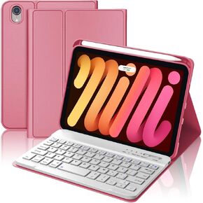 Keyboard Case for iPad Mini 7th (A17 Pro, 2024) & 6th Gen 2021, 8.3in Case for iPad Mini 6th Keyboard with Rechargeable Pen Slot, Cute Cover with Detachable Bluetooth Keyboard for iPad Mini 7/6, Black