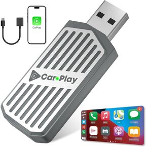 Wireless CarPlay Adapter for iPhone, Convert Wired to Wireless Apple CarPlay Adapter, Plug and Play, Mini Size with USB-C/Type-C Extension Cable, No Delay, Compatible with iPhone 6+ and Cars from 2016