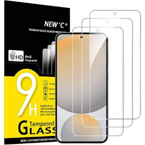 NEW'C 3 Pack Designed for Samsung Galaxy S24 FE 5G Screen Protector Tempered Glass, Bubble Free, Ultra Resistant