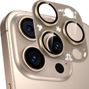 Mouse ears Compatible for iPhone 16 Pro/iPhone 16 Pro Max Camera Lens Protector, Matte Metal Camera Cover with HD Tempered Glass Rear Lens Screen Protector [Strong Adsorption]