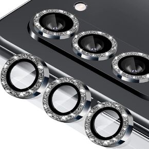 for Galaxy Z Fold 5 Camera Lens Protector Glitter Bling Individual Aluminium Alloy Ring 9H Tempered Glass Decorative Accessories Camera Cover for Samsung Galaxy Z Fold 5 Glitter Black