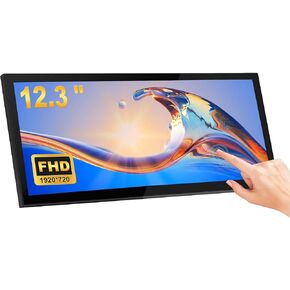 12.3 Inch Touchscreen Monitor IPS 1920x720 Stretched Bar LCD Mini Touch Screen Monitor Secondary Screen Portable Display HDMI for Laptop PC Temperature Aida64 GPU CPU RAM Monitoring