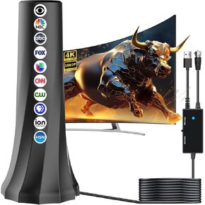 2024 Upgraded TV Antenna Indoor,TV Antenna for Local Channels Long Range,Digital TV Antenna for Smart TV with 360° Signal Amplifier-HD Antenna Support 8K 4K HDTV 1080p All TVs -28FT Coax Cable