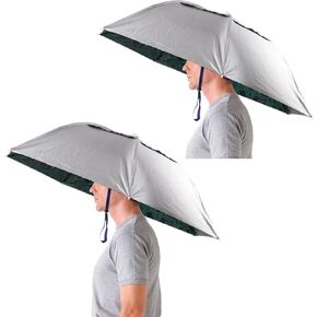 Luwint 2 Pack Umbrella Hat, 36 Inch Head Umbrella Hat, Hands Free Umbrella for Adults, Cool Sun Rain Protection Gadgets Folding Umbrella Hats for Fishing Gardening Camping Work