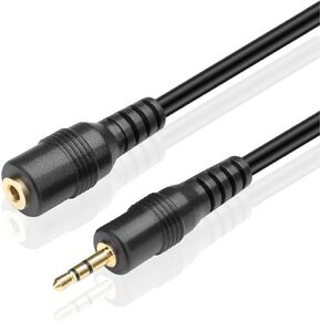 TNP 2.5mm Extension Cable (15 Feet) - Male to Female Adapter Extender Stereo Audio Sub Mini Subminiature Jack Adapter Wire Cord Plug Connector for Headset Headphone Microphone