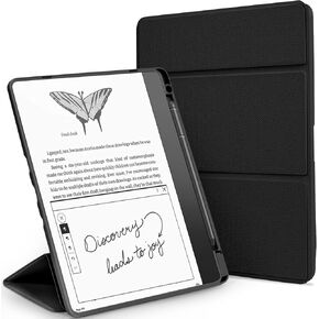 Stand Case for Kindle Scribe(2022/2024 Release),Premium PU Leather Trifold Cover with Pen Holder,Compatible with 10.2 Inch Kindle Scribe,Auto Sleep/Wake,Black