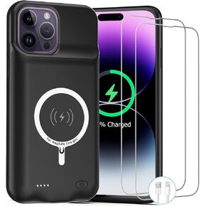 Battery Case for iPhone 14 Pro,Upgraded 10000mAh Rechargeable Portable Charging Case with Wireless Charging Compatible for iPhone 14 Pro (6.1inch) with Carplay Extend Battery Pack Charger Case (Black)