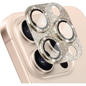 Camera Lens Protector for iPhone 16 Pro/16 Pro Max, Glitter Camera Cover with 9H Tempered Glass Metal Ring, Lens Protector for iPhone 16 Pro/Pro Max (Glitter - Natural)