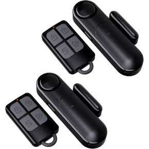 Window and Door Alarm When Opened for Kids Safety/Home Security, 2 Pack Sliding Door Sensor Alarms with Remote for Dementia,Burglar Alert for Business/Garage/Apartment Entry,Back/Front/Pool, Black