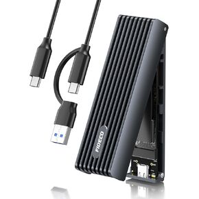 FIDECO M.2 NVMe Enclosure, USB 3.2 Gen 2, 10Gbps NVMe SSD Enclosure, PCIe NVMe Adapter for M & M+B Key, Support UASP and Trim, Full Aluminum Alloy Body, Sandwich Style Design, Tool-Free Installation