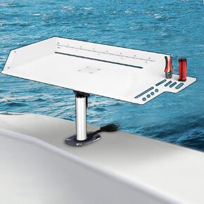 Boat Cutting Board 25.1" x 13", Bait Board/Fillet Table with Separate Tool Slots, 360° Adjustable Fishing Fillet Table, Extended Boat Fish Cleaning Table with Scale(Fish pad +2 fish hooks)
