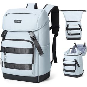 Cooler Backpack - 30 Cans Roll Top Insulated Leakproof Lunch Cooler Bag for Men Women, 20 Hours Cooling, Soft Sided, Portable Lightweight Ice Chest for Camping Picnic Hiking Beach Travel, Grey