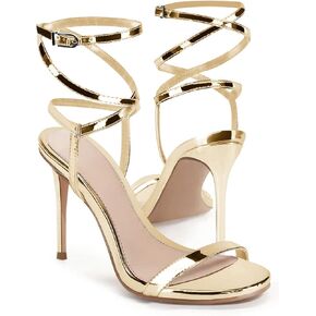 Coutgo Womens Strappy Lace up Heels Sandals Sexy High Heeled Ankle Strap Summer Dress Shoes