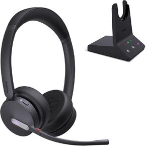 Yealink WH64 Dual Teams DECT & Bluetooth Wireless Headset, 606ft Range, Microsoft Certified, On Ear Work Wired Headphone with 3X Noise Cancelling Mic, 32 Talk Time, Office Desk IP Phone, PC,Computer