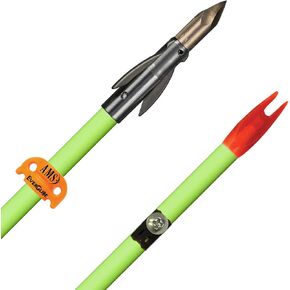 AMS Bowfishing A206-FLO Fluorescent Green Fiberglass Arrow, AnKor FX Point & Safety Slide