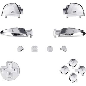 إصلاحات الفضة المتطرفة Chrome Abxy d -pad Zl l R Keys لوحدة التحكم في Nintendo Switch Pro ، أزرار مجموعة كاملة من Nintendo Switch Pro Protect