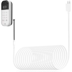 iTODOS 25ft/7.5m Power Cable and Adapter for myQ Smart Garage Door Video Keypad, Weatherproof Outdoor Flat Charging Cable Continuously Charging Your Video Keypad
