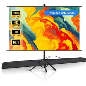 Outdoor Projector Screen with Stand Tripod100-Inch, Indoor Pull Up Portable Projector Screen,Carry a Handbag,Great for Indoor/Outdoor Presentation, 2 Minutes Assembly