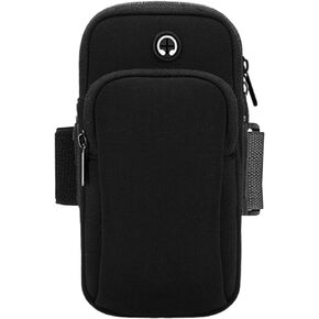 Phone Holder for Running, Universal Adjustable Arm Band Key Card Bag Fit Gym Jogging Hiking Running Exercise Walking Workout, Running Armband for Phone Under 7 Inch(Black)
