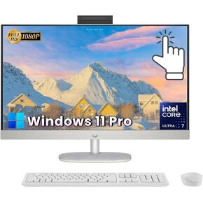 HP All-in-One 27" Touchscreen Desktop Computer - Windows 11 Pro, 27 inch FHD IPS LED Touch Display, Intel Core Ultra 7-155U(12-core), Adjustable Height, WiFi 6, HD Webcam, 32 GB DDR5 RAM | 1 TB SSD