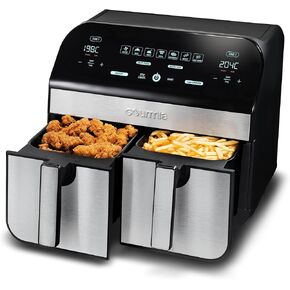 Gourmia 10-Quart/9.4 Liter Capacity Dual Basket Digital Air Fryer, with Smart Finish & 7 Cooking Functions