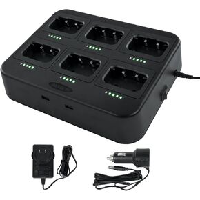 Retevis RT17 RB29 Six Way Charger, Multi Unit Walkie Talkie Charger, for Retevis RT17 RB29 Walkie Talkie and Battery, 5 LED Indicators, AC/DC Adapter, Replaceable Base, Multiple Protection(1 Pack)
