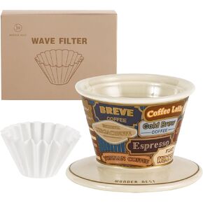 Pour-Over Coffee Maker – Ceramic Wave Shaped Coffee Dripper, Fun &　Unique Coffee Themed Design, Christmas Gift Novelty Gift For Coffee Lovers Collection