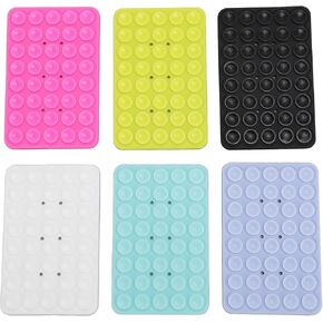 6PCS Suction Phone Case Mount, Multipurpose Silicone Suction Cup Double Sided, Antislip HandsFree Shower Phone Holder, Silicone Phone Suction Grip for Mirrors Shower Stalls
