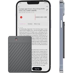 AI Voice Recorder, Digital Voice Recorder with Transcription and Translation, Small Voice Recorder with Playback on Phone, Recorder Device for Speech to Txt Pocket Digital Recording Device (Black)