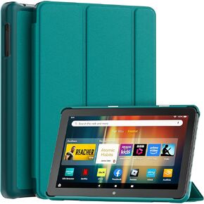 New Amazon Fire HD 8 Tablet Case (12th/10th Generation, 2024/2022/2020 Release), Lainergie Slim Light Smart Trifold Stand PU Lether Cover with Auto Wake/Sleep Incompatible with Alcatel TCL, Emerald