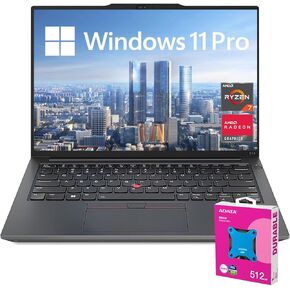 Lenovo ThinkPad Business AI Copilot Laptop, 14" FHD + 1920 * 1200, AMD Ryzen 7 7730U, 24GB RAM, 2TB SSD, FP Reader, Webcam, Backlit KB, Wi-Fi 6, Win 11 Pro, Black, Bundle with ADATA 512 External SSD