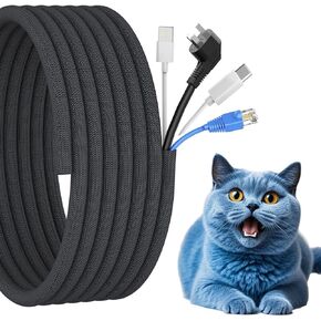 16ft Wire Covers for Cords,1/2 inch Cord Protectors from Pets No Chew Wire Loom Dog Cat Bunny Proof Cord Protector, Flexible Cable Sleeve Cord Management for TV Computer Power Audio and Video Wires