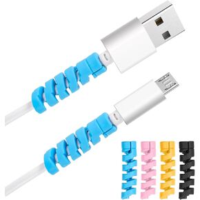 32 PCS Phone Cord Protector Colorful Cord Protector for Phone Charger Silicone Flexible Cord Protector Spiral Charger Cord Protector Flexible Cable Cord Saver for All Phones Computers and Charger