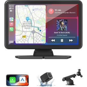 Apple Carplay Screen for Car, 7" Portable Wireless Android Auto,Touch Screen Car Play with 1080P Backup Camera, Car Audio Receivers with GPS Navigation, Voice Control, Bluetooth and Mirror Link