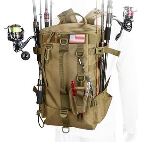 Fishing Backpack Tackle Bag, Fishing Backpack with Rod Holders Large Storage Fishing Tackle Box Backpack, Fishing Rod Bag for Carrying Fishing Gear and Equipment in Kuwait