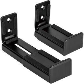 Sound Bar Stand Wall Mount, Universal Dual Bracket, Holds up to 15 kg, Depth Adjustable 3.5-6.1 cm, Speaker Stand, Black (1 Pair)