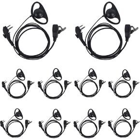 BD502 BD 502i 402i Earpiece 2Pin D Shape Walkie Headset for HYT Hytera BD502i BD552i BD612i PD402i PD482i PD502i PD562i TC508 BD500 TD500 TD560 PD530 PD506 PD560 PD415 (10Pack Wired)