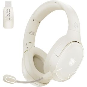 YOTMS Wireless PS5 Gaming Headset for PS4, PC, Switch, 2.4Ghz Wireless Gaming Headphones with Mic, Bluetooth Wireless Headphones with Stereo Sound, 40h Battery, for Laptop, Mac, Phone (White)