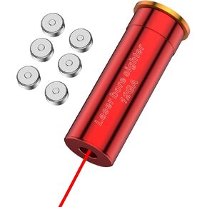 12 Gauge Bore Sight Red Laser Bore Sighter Red Dot Boresighter with 2 Sets of Batteries