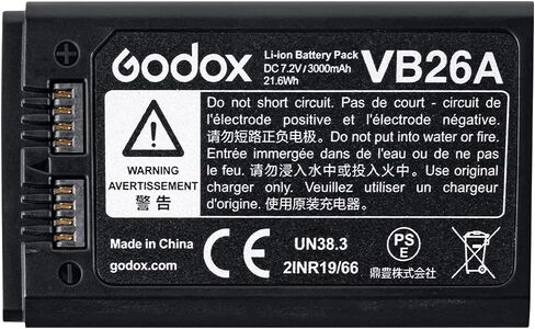 بطارية Godox V1 ، Godox VB26 Li-ion بطارية مع شاحن Godox VC26 لـ V1-S V1-C V1-N V1-F V1-O Flash in Kuwait