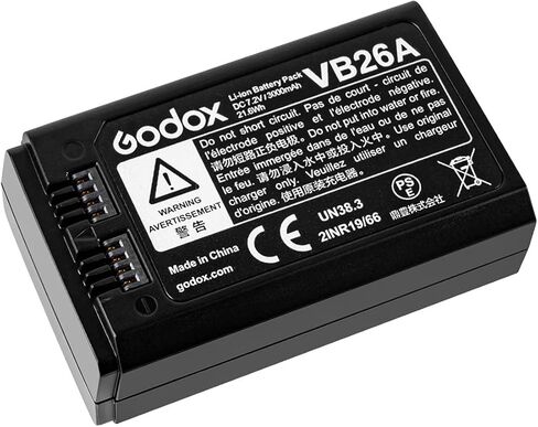 بطارية Godox V1 ، Godox VB26 Li-ion بطارية مع شاحن Godox VC26 لـ V1-S V1-C V1-N V1-F V1-O Flash in Kuwait
