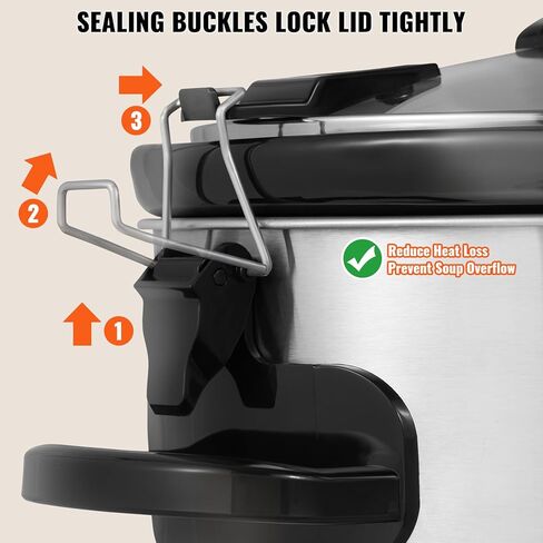 Vevor Slow Cooker ، وعاء طباخ بطيء 320W 320W مع إعدادات حرارة من 3 مستويات ، ومطبوعات طيبة رقمية مع 20 ساعة من توقيت كحد أقصى ، وغطاء قفل ، وعاء داخلي للسيراميك للاستخدام المنزلي/التجاري in Saudi Arabia