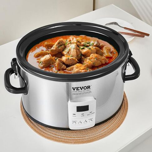 Vevor Slow Cooker ، وعاء طباخ بطيء 320W 320W مع إعدادات حرارة من 3 مستويات ، ومطبوعات طيبة رقمية مع 20 ساعة من توقيت كحد أقصى ، وغطاء قفل ، وعاء داخلي للسيراميك للاستخدام المنزلي/التجاري in Saudi Arabia