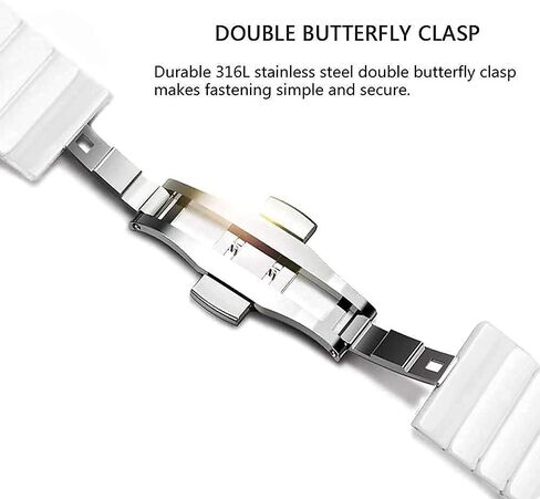 Compatible for Apple Watch Band 49mm 46mm 45mm 44mm 42mm Ceramic, Stainless Steel Butterfly Buckle Wristband Replacement Band for Apple Watch Ultra 2/Ultra/Series 10/9/8/7/6/5/4/3/2/1/SE in Saudi Arabia