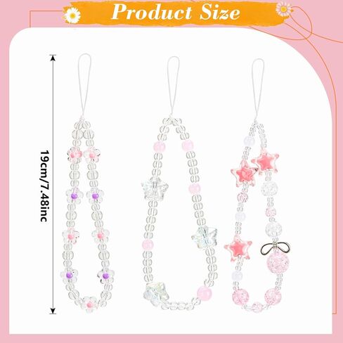 Phone Charms Lanyard Strap,Butterfly Bow Knot Heart Star Beaded Phone Charm Strap,Cute Phone Charms Aesthetic Y2k Pearl Beaded Strap, Stationery Decoration Phone Lanyard Wrist Phone Chain for Women in Kuwait
