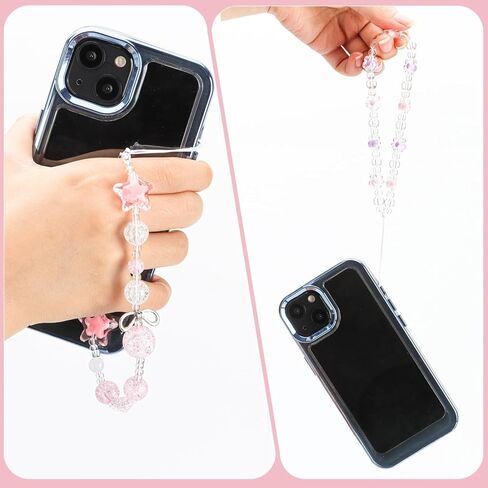 Phone Charms Lanyard Strap,Butterfly Bow Knot Heart Star Beaded Phone Charm Strap,Cute Phone Charms Aesthetic Y2k Pearl Beaded Strap, Stationery Decoration Phone Lanyard Wrist Phone Chain for Women in Kuwait