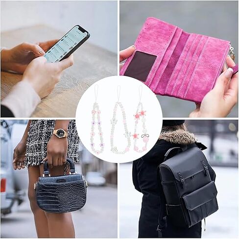 Phone Charms Lanyard Strap,Butterfly Bow Knot Heart Star Beaded Phone Charm Strap,Cute Phone Charms Aesthetic Y2k Pearl Beaded Strap, Stationery Decoration Phone Lanyard Wrist Phone Chain for Women in Kuwait