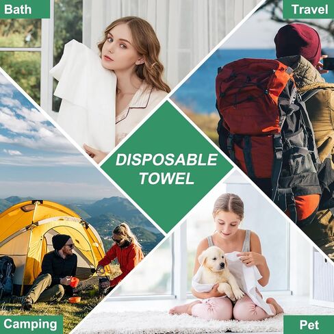 50 PCS Premium يمكن التخلص من مناشف الجسم ، مناشف حمام متينة القابلة للتصرف ، مناشف قابلة للتصرف من أجل التخييم في التخييم في الهواء الطلق صالون تجميل في الهواء الطلق 30x14inch in Kuwait