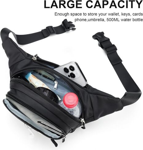 Fanny Pack Men Women Plus Size with Extender Strap 70",Extra Large Crossbody Waist Bag with Adjustable Belt, Fashion Hip Bum Bag for Outdoors Workout Traveling Casual Hiking Walking Cycling in Saudi Arabia